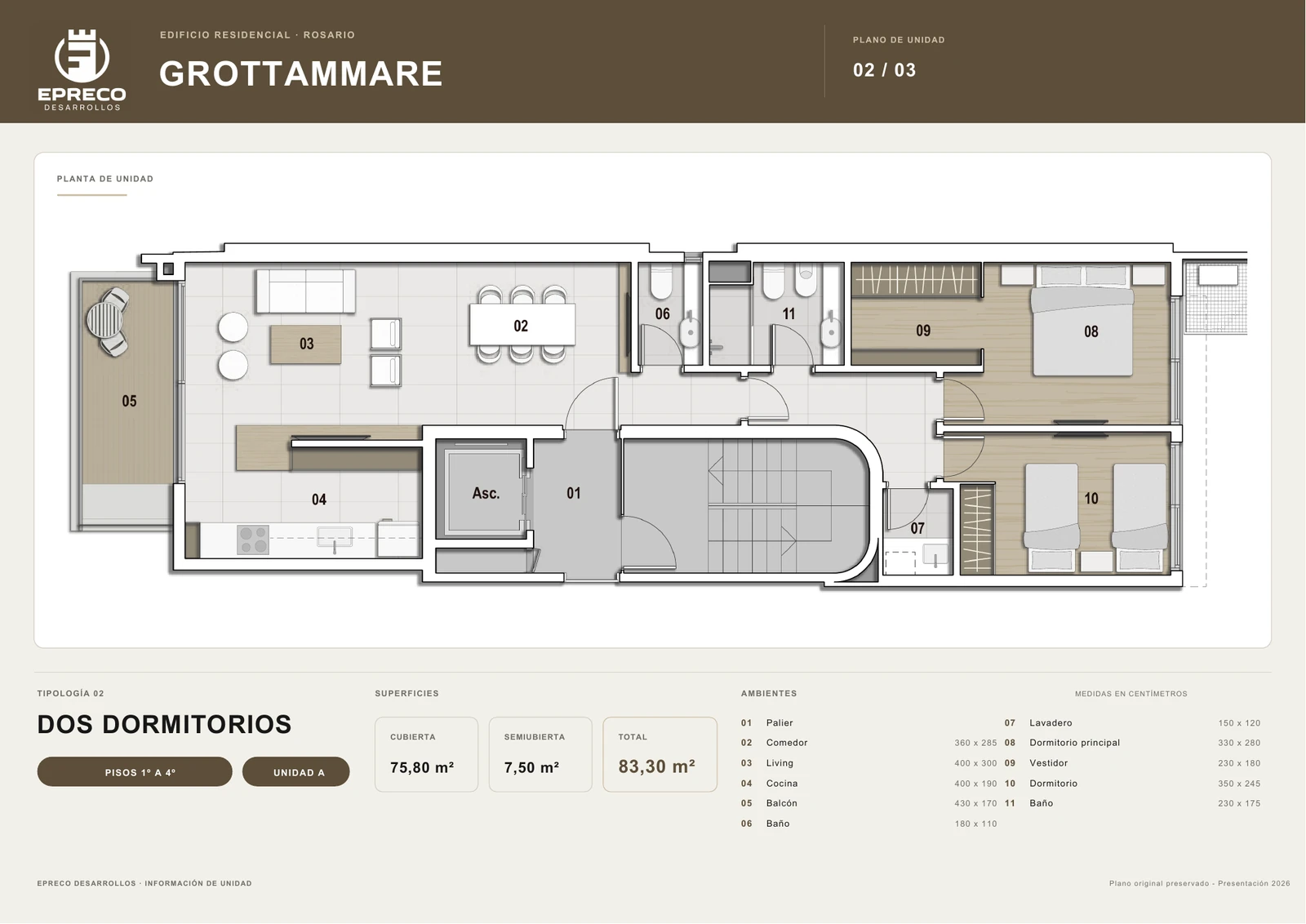 Plano Grottammare de 2 dormitorios y 83,30 metros cuadrados